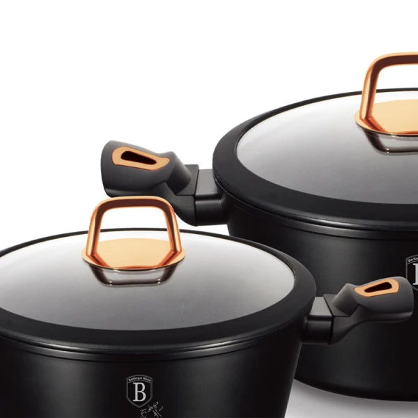 BERLINGER HAUS CASSEROLE POT WITH LID BLACK ROSE GOLD | VARIETY - Image 