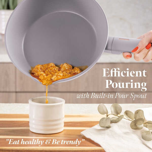 BERLINGER HAUS 24CM DEEP FRYPAN WITH 2 MOUTH TAUPE | BH-8090 - Image 