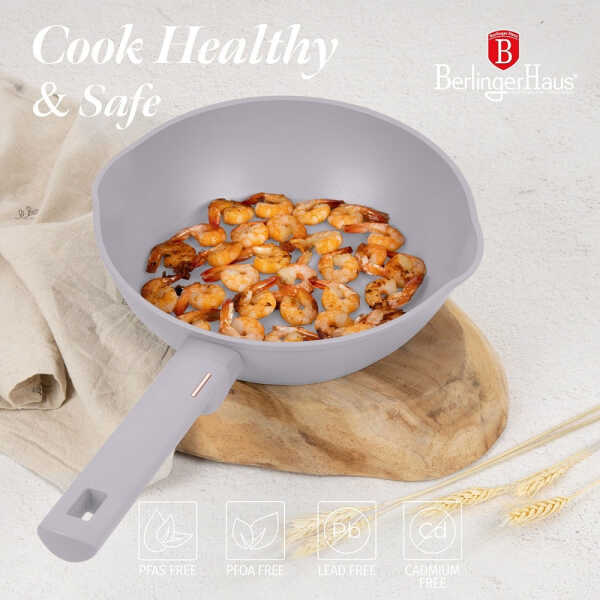 BERLINGER HAUS 24CM DEEP FRYPAN WITH 2 MOUTH TAUPE | BH-8090 - Image 
