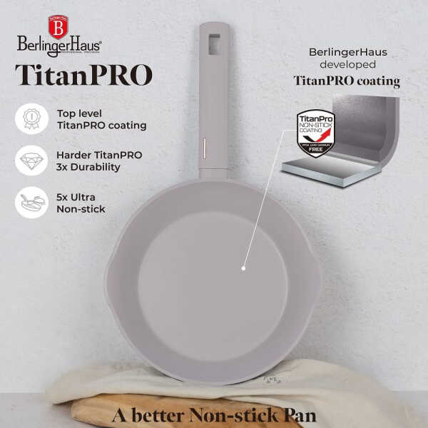 BERLINGER HAUS 24CM DEEP FRYPAN WITH 2 MOUTH TAUPE | BH-8090 - Image 
