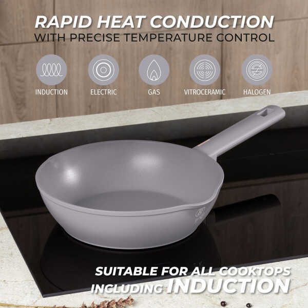BERLINGER HAUS 24CM DEEP FRYPAN WITH 2 MOUTH TAUPE | BH-8090 - Image 