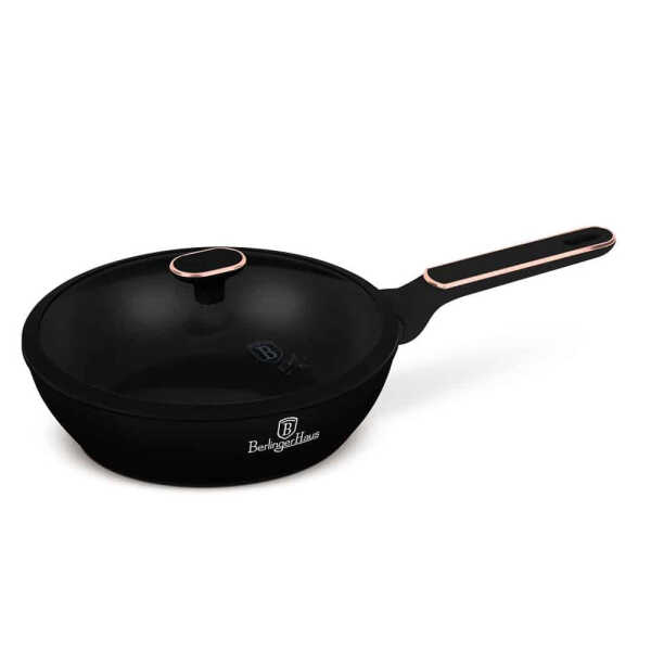 BERLINGER HAUS 24CM FRYPAN WITH LID BLACK ROSE | BH-8352 - Image 1