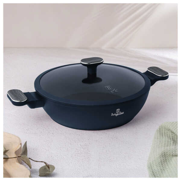 BERLINGER HAUS SHALLOW POT WITH LID 28CM DEEP SEA | BH-8375 - Image 