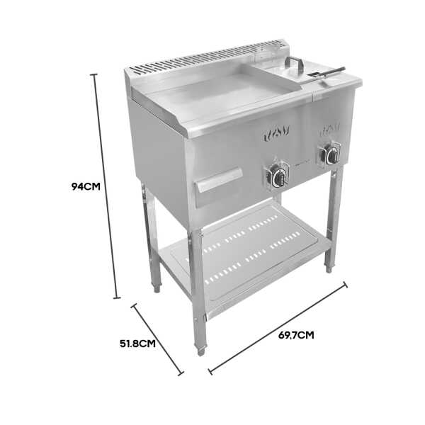 PREMIER STAINLESS STEEL GAS GRIDDLE WITH FRYER | EF-8285GFRD - Image 