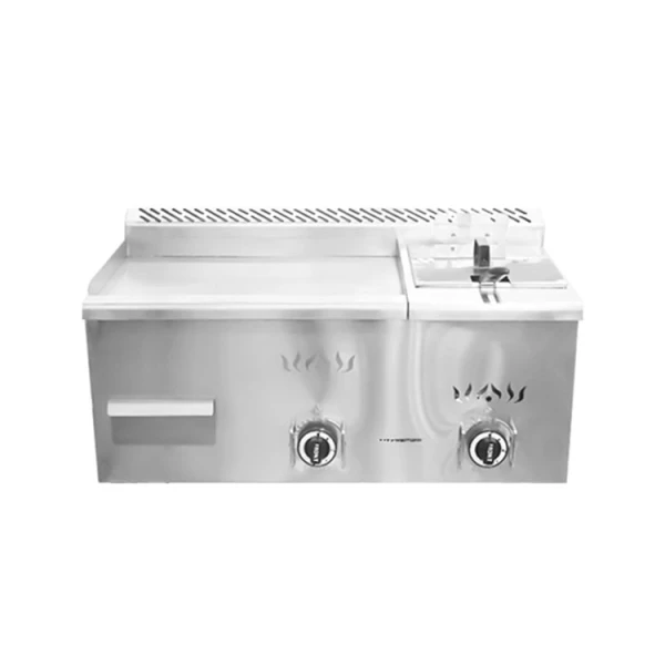 Gas grill with fryer