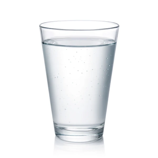 Glass filled with clear water on a white background