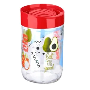 TITIZ URBAN PATTERN GLASS STORAGE JAR WITH LID 660ML | KC-531 - Image 