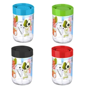 TITIZ URBAN PATTERN GLASS STORAGE JAR WITH LID 660ML | KC-531 - Image 