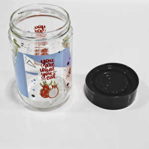 TITIZ URBAN PATTERN GLASS STORAGE JAR WITH LID 660ML | KC-531 - Image 