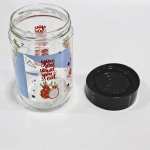 TITIZ URBAN PATTERN GLASS STORAGE JAR WITH LID 660ML | KC-531 - Image 