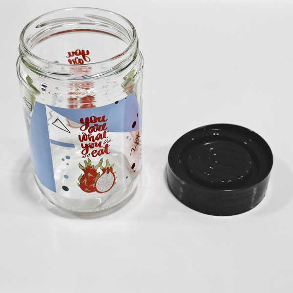 TITIZ URBAN PATTERN GLASS STORAGE JAR WITH LID 660ML | KC-531 - Image 