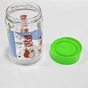 TITIZ URBAN PATTERN GLASS STORAGE JAR WITH LID 660ML | KC-531 - Image 