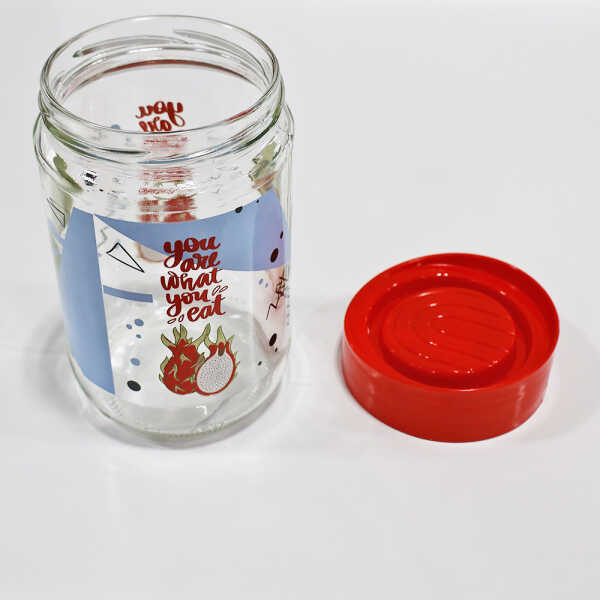 TITIZ URBAN PATTERN GLASS STORAGE JAR WITH LID 660ML | KC-531 - Image 