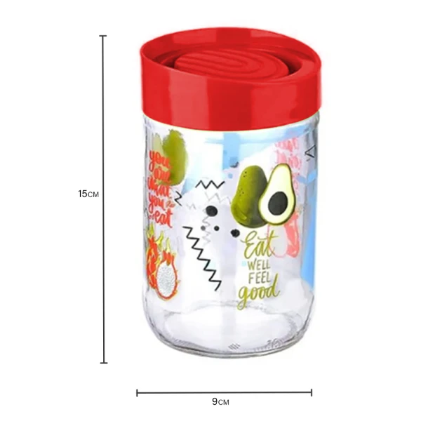 TITIZ URBAN PATTERN GLASS STORAGE JAR WITH LID 660ML | KC-531 - Image 