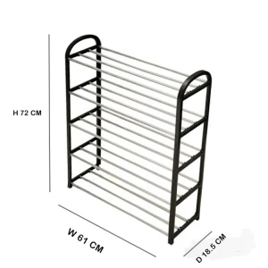 PLASTIC 5 LAYER SHOE RACK W61XD18.5XHa72CM | KT-2713-5 - Image 
