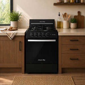 MASTERCHEF GAS RANGE 24" 4-BURNERS BLACK | MC-AT202-1N - Image 