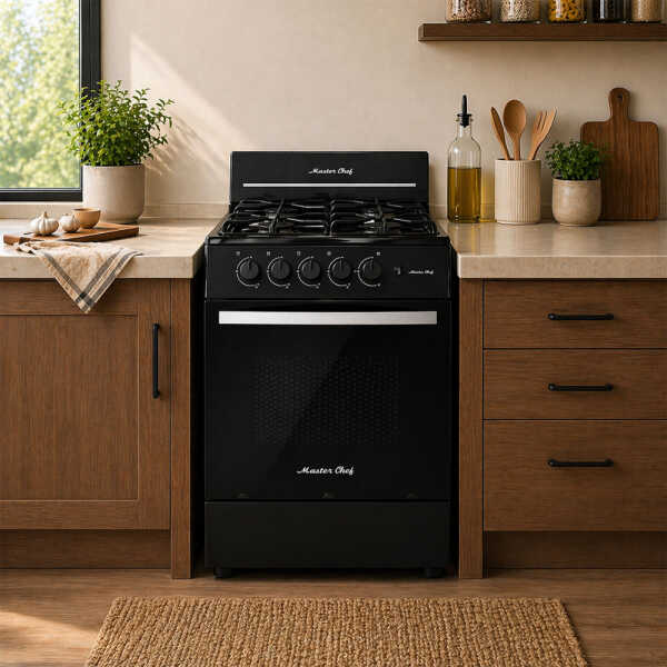 MASTERCHEF GAS RANGE 24" 4-BURNERS BLACK | MC-AT202-1N - Image 