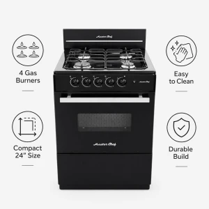MASTERCHEF 24" 4-BURNERS GASRANGE BLACK | MC-AT202-2N - Image 