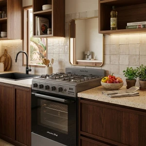 MASTERCHEF 20" 4-BURNERS GAS RANGE, REFLECTIVE GLASS | MC-AT203-5GTTCSS - Image 