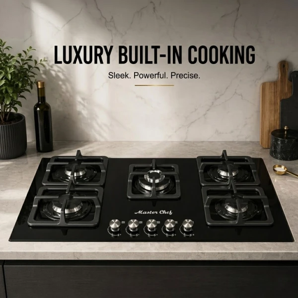 MASTERCHEF 36" 5-BURNERS GAS COOKTOP, W/SQUARE GRILLS, GSG | MC-CG601V5STC - Image 
