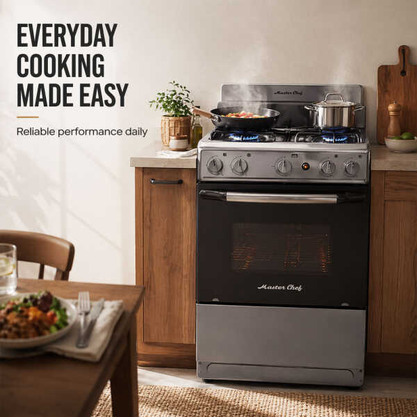 MASTERCHEF 20", 4-BURNERS GREY GAS RANGE | MC-MAT101-5SS - Image 