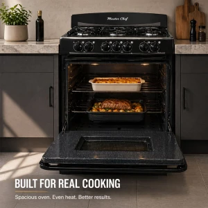MASTERCHEF 30" 6-BURNER GAS RANGE BLACK | MC-RG701-3N - Image 