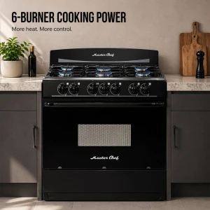 MASTERCHEF 30" 6-BURNER GAS RANGE BLACK | MC-RG701-3N - Image 