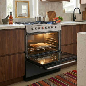 MASTERCHEF 30" 6-BURNERS GAS RANGE REFLECTIVE GLASS | MC-RT803-5GTTC - Image 