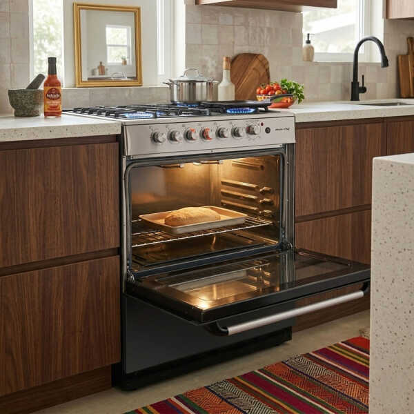 MASTERCHEF 30" 6-BURNERS GAS RANGE REFLECTIVE GLASS | MC-RT803-5GTTC - Image 