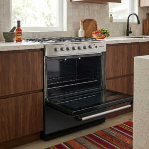 MASTERCHEF 30" 6-BURNERS GAS RANGE REFLECTIVE GLASS | MC-RT803-5GTTC - Image 