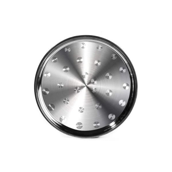 Emerald Stainless Steel Deep Round Tray Top View