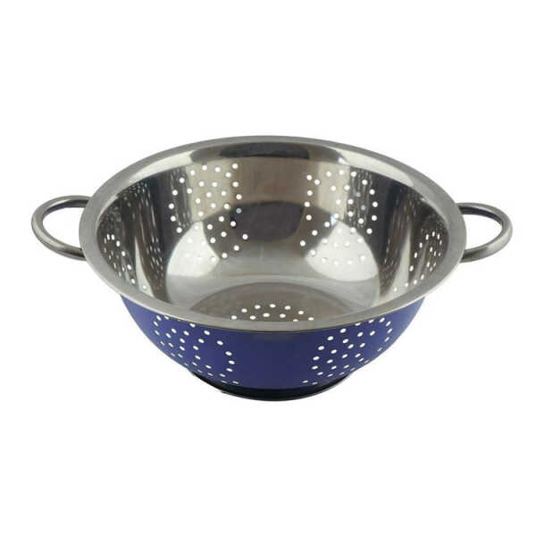 EMERALD BLUE 28CM STAINLESS STEEL COLANDER | MH-41-28 - Image 