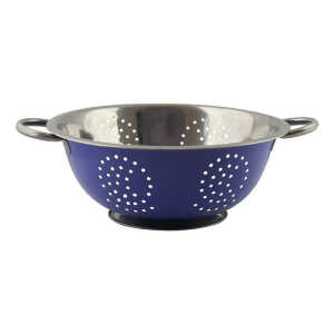 EMERALD BLUE 28CM STAINLESS STEEL COLANDER | MH-41-28 - Image 