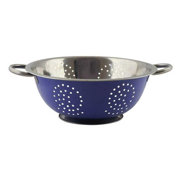 EMERALD BLUE 28CM STAINLESS STEEL COLANDER | MH-41-28 - Image 