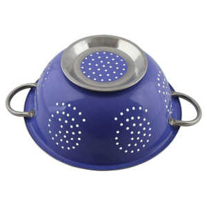 EMERALD BLUE 28CM STAINLESS STEEL COLANDER | MH-41-28 - Image 