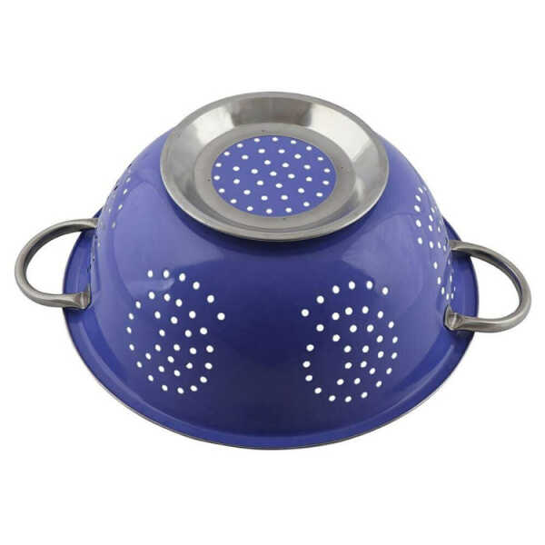 EMERALD BLUE 28CM STAINLESS STEEL COLANDER | MH-41-28 - Image 