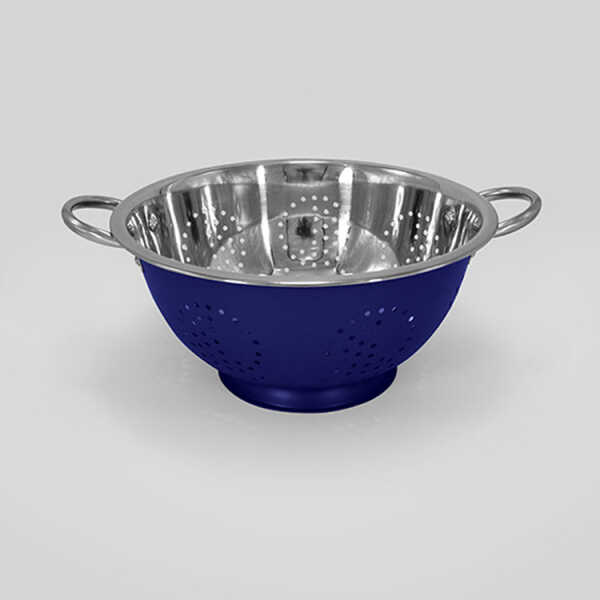 EMERALD BLUE 28CM STAINLESS STEEL COLANDER | MH-41-28 - Image 
