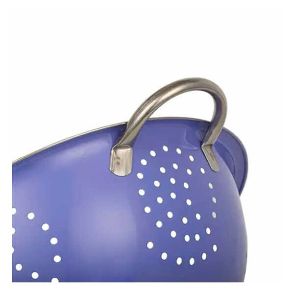 EMERALD BLUE 28CM STAINLESS STEEL COLANDER | MH-41-28 - Image 