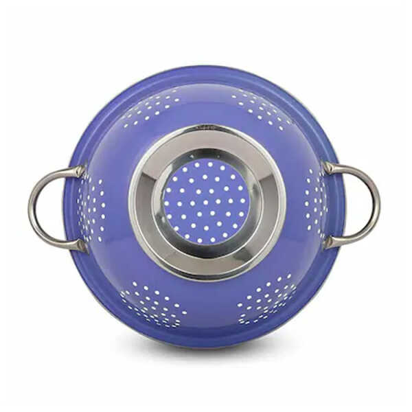 EMERALD BLUE 28CM STAINLESS STEEL COLANDER | MH-41-28 - Image 