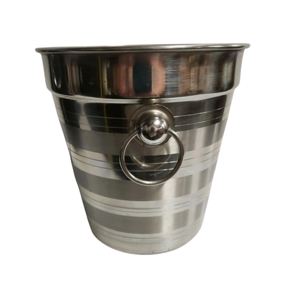 Stainless steel ice bucket for holding bottles and ice cubes