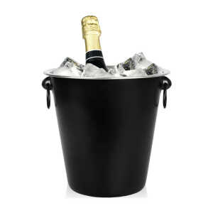 EMERALD ICE/WINE/CHAMPAGNE BUCKET W/ HANDLES AND BUILT IN OPENER BLACK 22CM | MH-NEW/CH.OP-CL - Image 