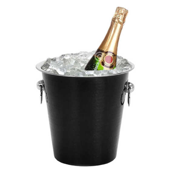 EMERALD ICE/WINE/CHAMPAGNE BUCKET W/ HANDLES AND BUILT IN OPENER BLACK 22CM | MH-NEW/CH.OP-CL - Image 