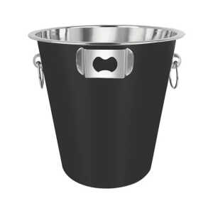 EMERALD ICE/WINE/CHAMPAGNE BUCKET W/ HANDLES AND BUILT IN OPENER BLACK 22CM | MH-NEW/CH.OP-CL - Image 
