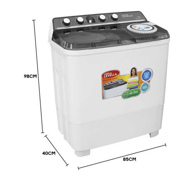 PREMIUM TWIN TUB 10KG WHITE WASHING MACHINE | PWM1020PX - Image 