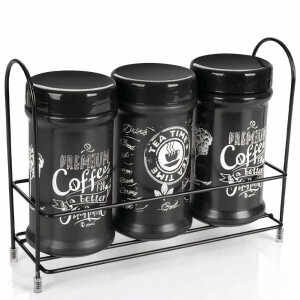 PREMIUM 3PCS BLACK JAR DECORATED SET 660ML | S-683 - Image 