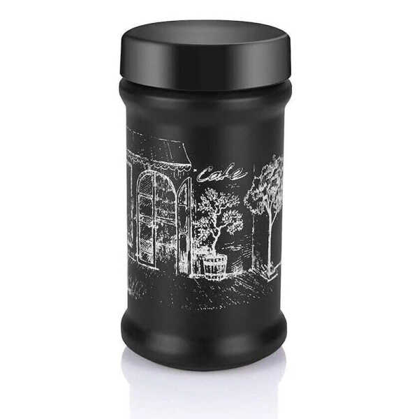 PREMIUM 3PCS BLACK JAR DECORATED SET 660ML | S-683 - Image 