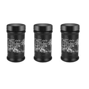 PREMIUM 3PCS BLACK JAR DECORATED SET 660ML | S-683