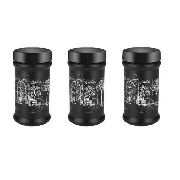 S-683-FRONT PREMIUM 3PCS BLACK JAR DECORATED SET 660ML | S-683 - Image 1
