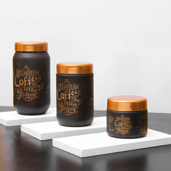 SARINA TRIPLE TOUCH JAR SET BLACK 330/660/1000 ML | S-983 - Image 