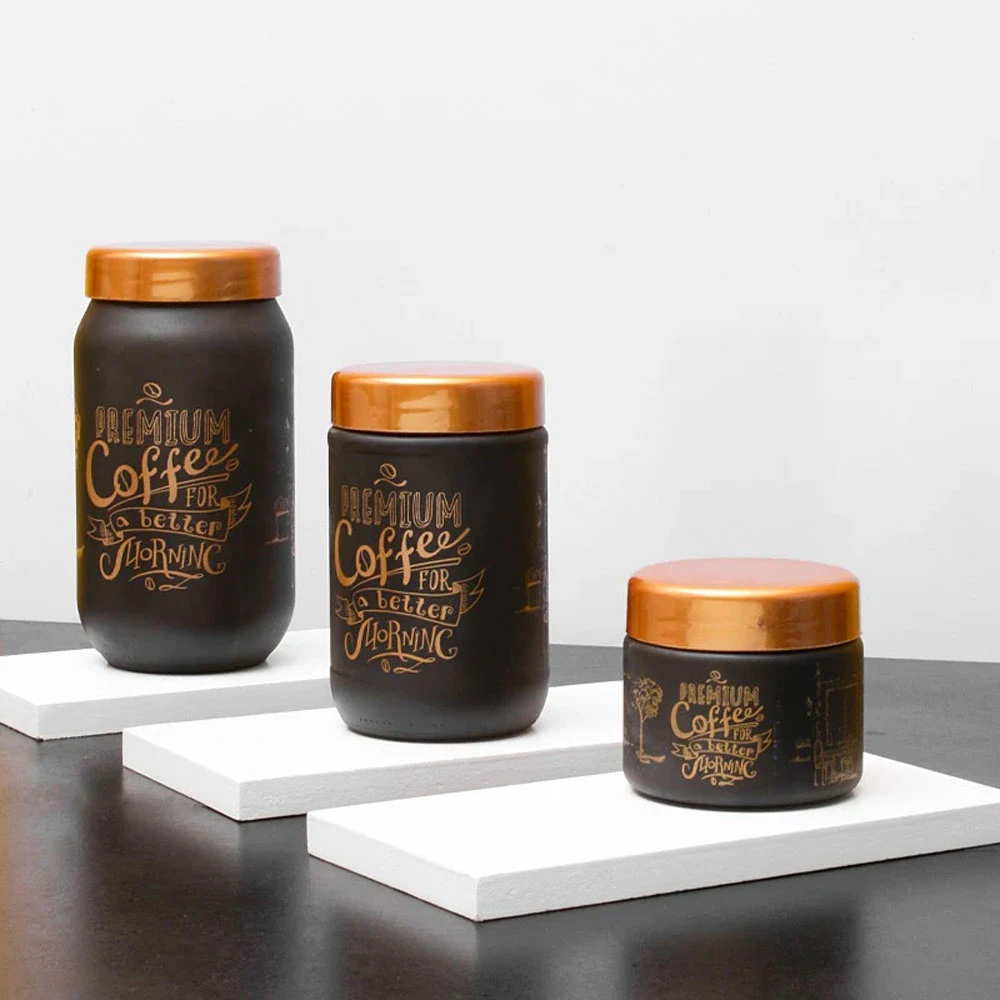 SARINA TRIPLE TOUCH JAR SET BLACK 330/660/1000 ML | S-983 - Image 